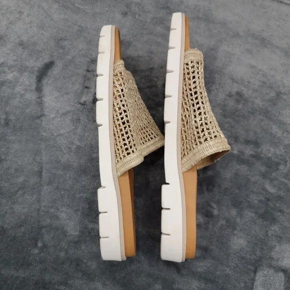 Matisse Sandals Womens 10M Beige Raffia Crochet Platform Slide Made In Italy - Picture 6 of 9